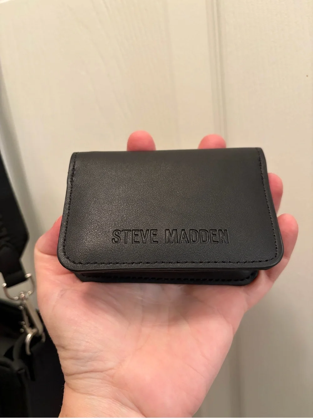 Steve Madden Black Logo Tote Crossbody Bag w/ Card Holder